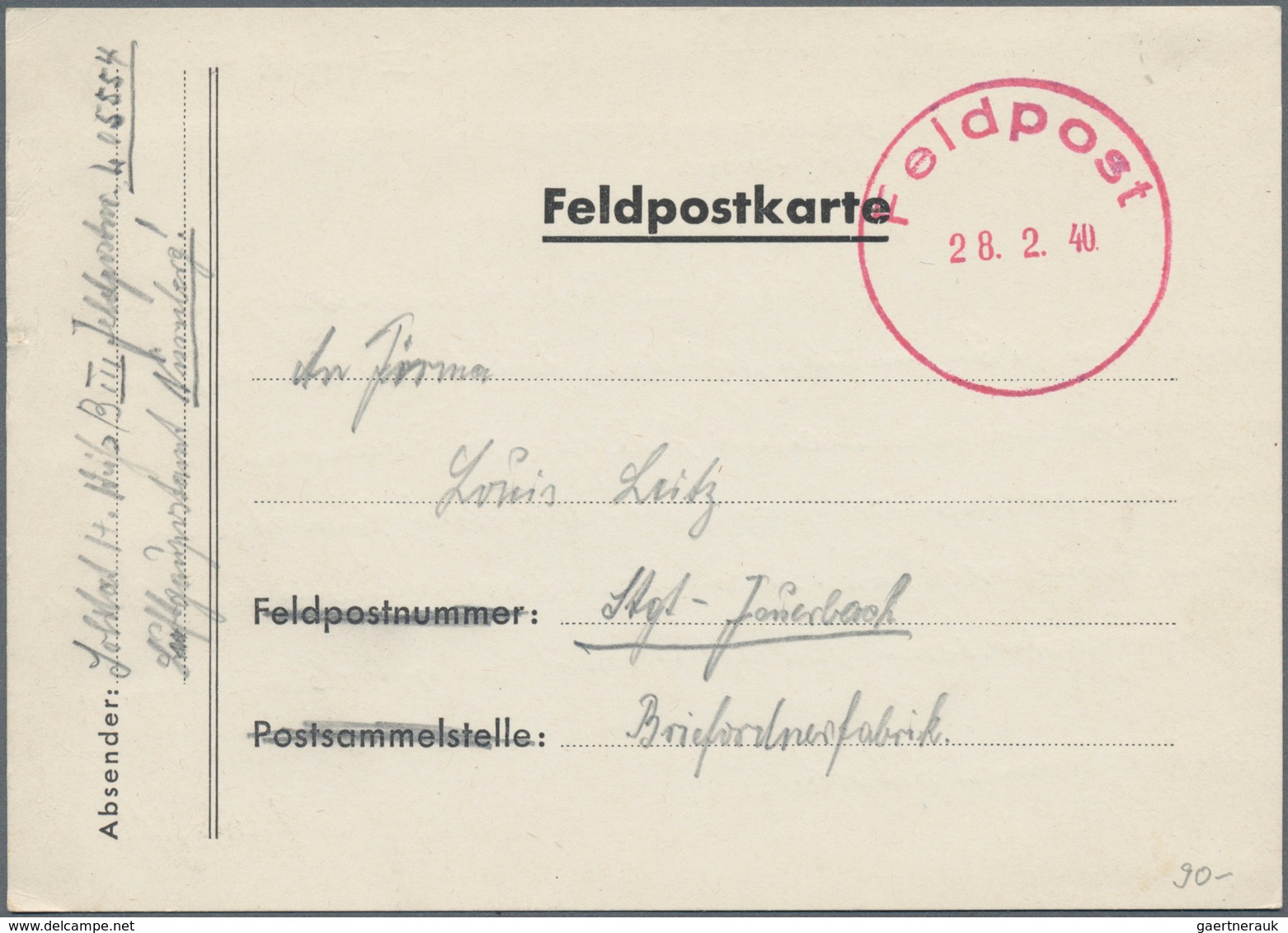 Feldpost 2. Weltkrieg: 1939/1945, Bestand von ca. 500 FP-Belegen aus dem 2. Weltkrieg mit vielen Bes