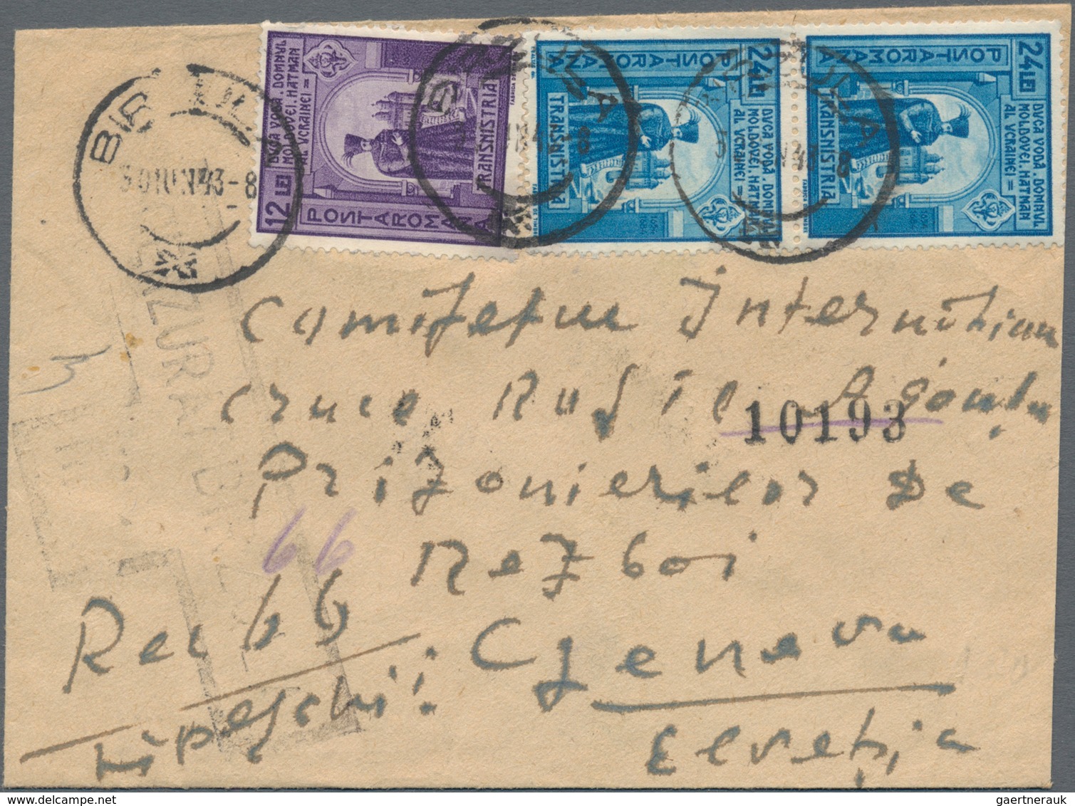 Zensurpost: 1942/45 9 Registered Letters All To Geneva To The Red Cross, From Transnistria, Romania - Otros & Sin Clasificación