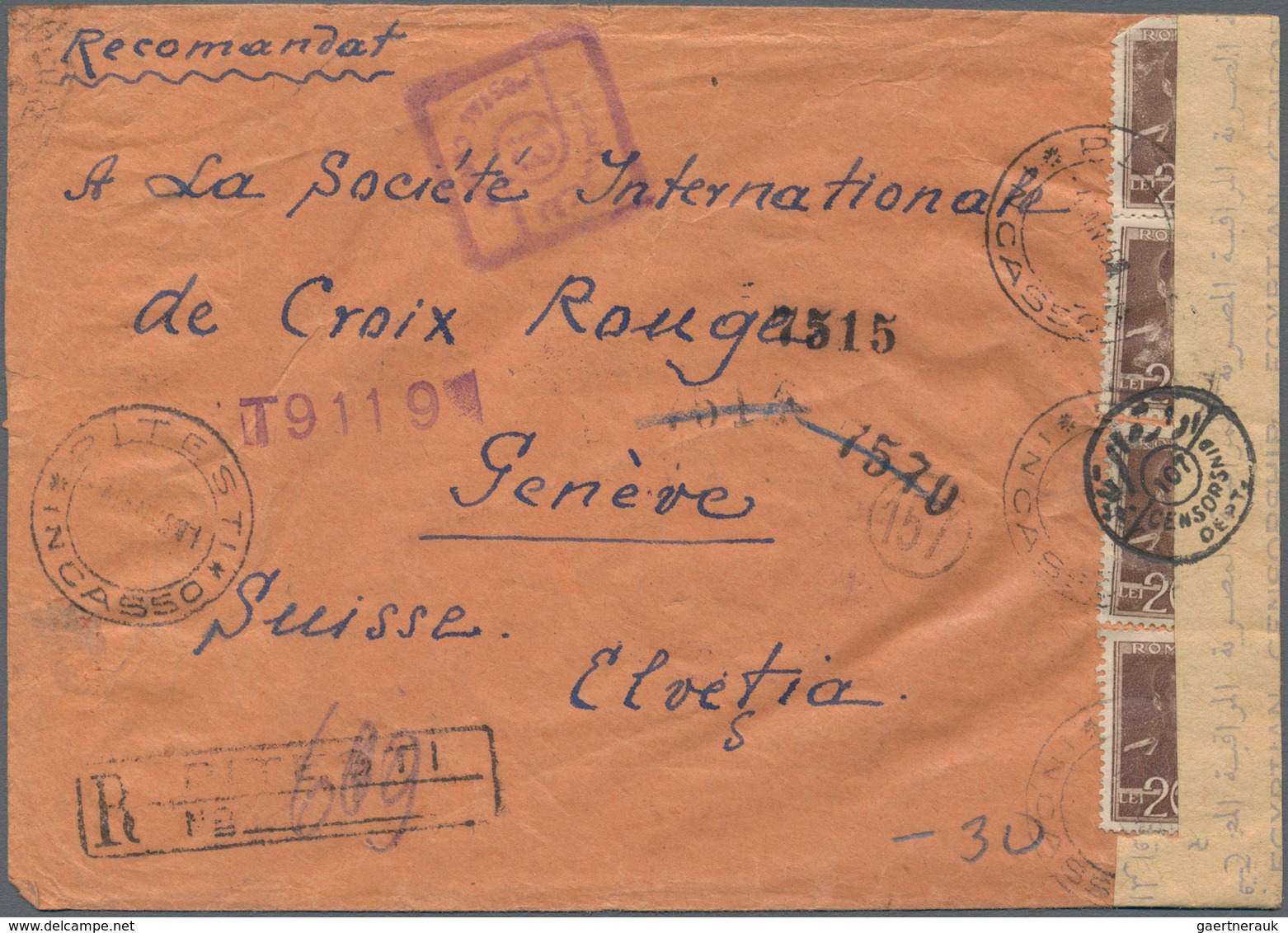 Zensurpost: 1942/45 9 Registered Letters All To Geneva To The Red Cross, From Transnistria, Romania - Otros & Sin Clasificación