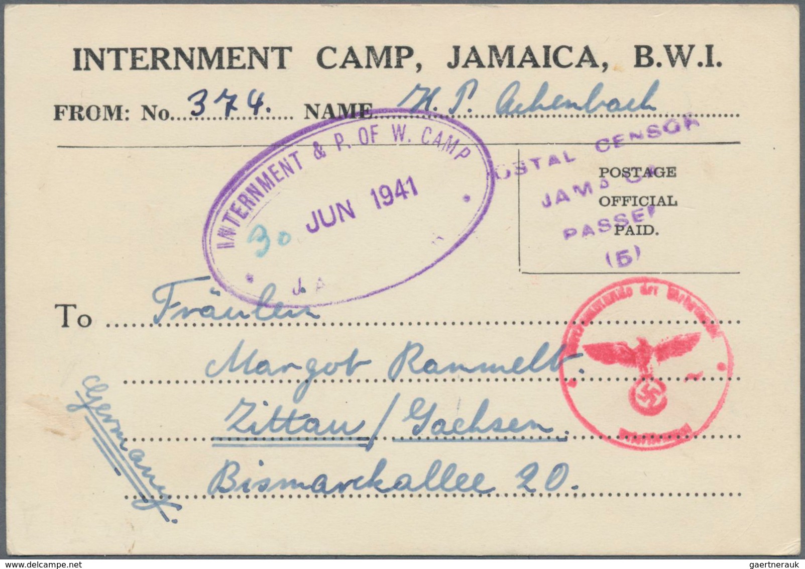 Kriegsgefangenen-Lagerpost: 1901/1948 (ca.), Mehr Als 100 Belege, Dabei Postkarte Aus St. Helena (Bu - Sonstige & Ohne Zuordnung