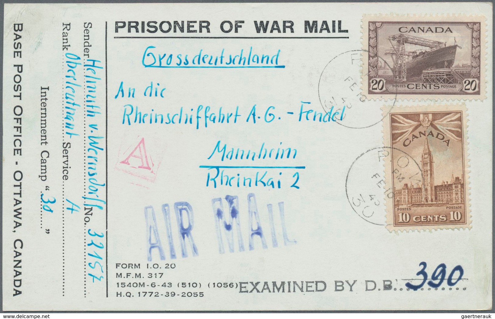 Kriegsgefangenen-Lagerpost: 1901/1948 (ca.), mehr als 100 Belege, dabei Postkarte aus St. Helena (Bu
