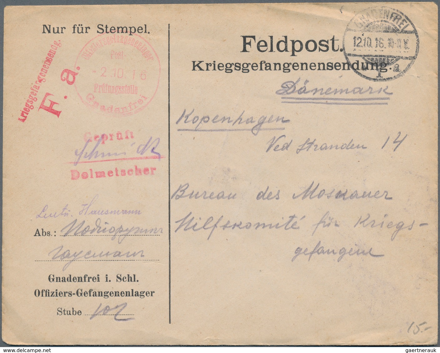 Kriegsgefangenen-Lagerpost: 1914/1945, Bestand von ca. 500 Belegen Kgf.-Post WK I + II von ausländ.