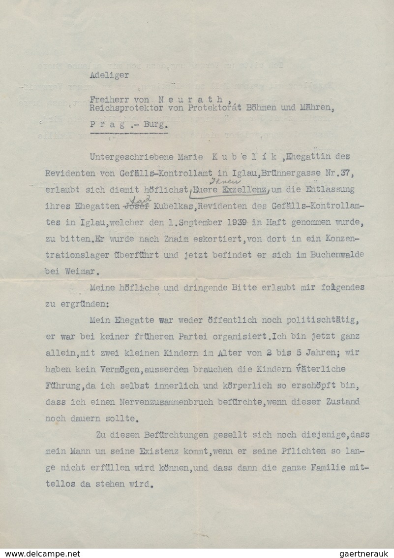 KZ-Post: 1939/1941, Internierungslager KAUNITZ - BRÜNN: Sammlung Und Dokumentation über Das Gestapo- - Brieven En Documenten