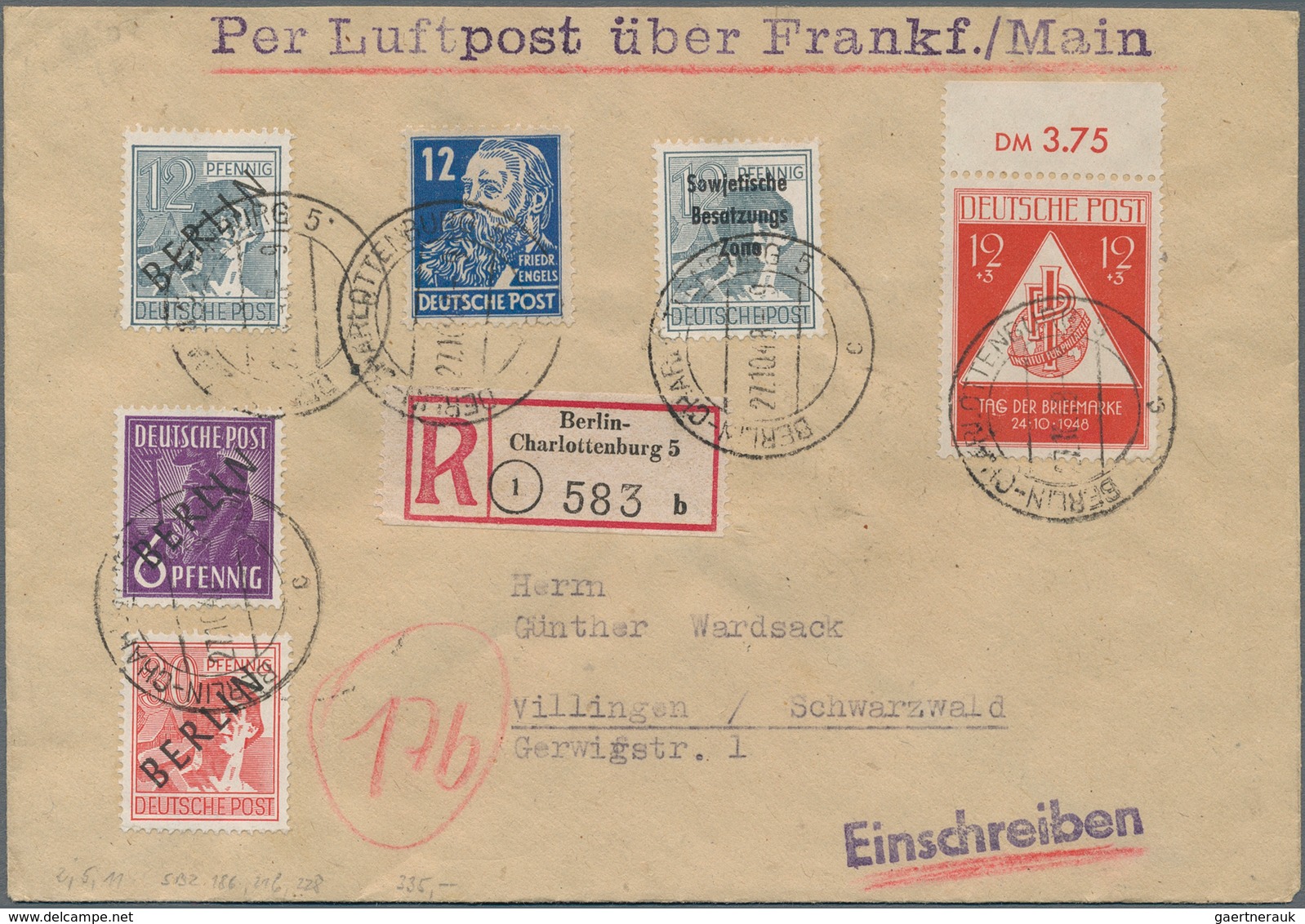 Deutschland nach 1945: 1945 ab, reichhaltiger Sammlungsbestand mit über 600 Belegen, dabei Post aus