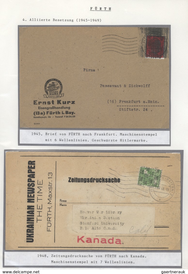 Deutschland Nach 1945: 1945/1980 (ca.), Umfangreiche Heimatsammlung "FÜRTH" Mit Einigen Hundert Brie - Verzamelingen