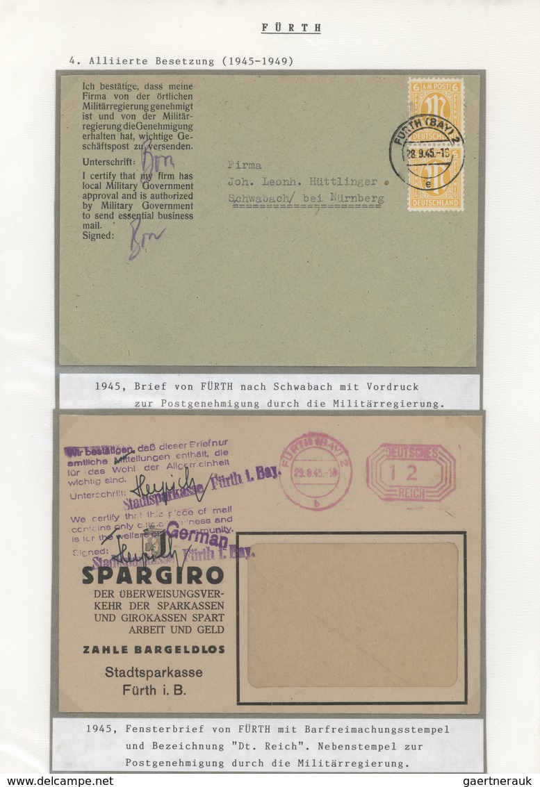 Deutschland Nach 1945: 1945/1980 (ca.), Umfangreiche Heimatsammlung "FÜRTH" Mit Einigen Hundert Brie - Sammlungen