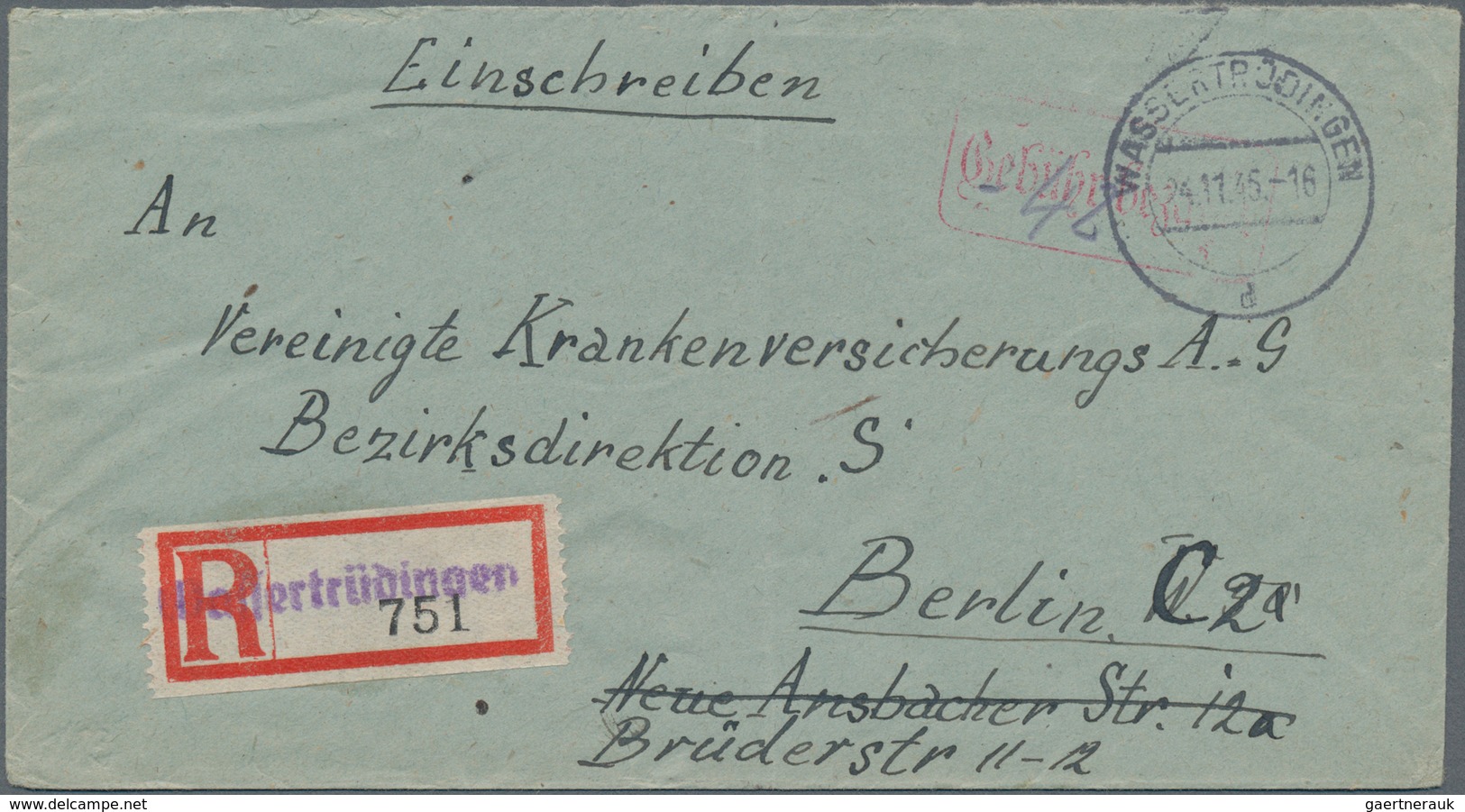 Alliierte Besetzung - Gebühr Bezahlt: 1945/1948, meist 1945/1946, Partie von ca. 230 Briefen/Karten