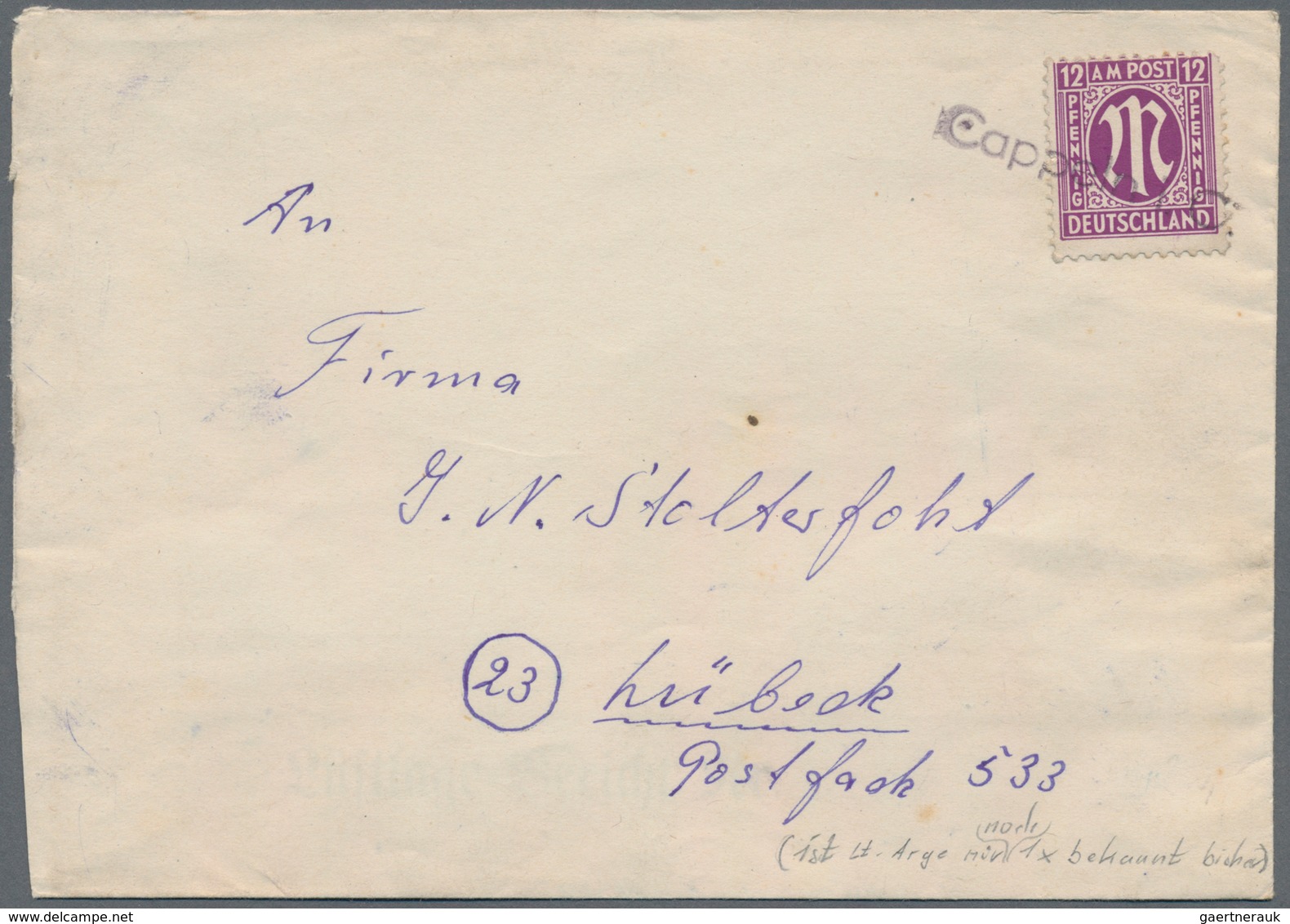 Alliierte Besetzung - Notstempel: Bizone: 1945/1950, Gehaltvolle Partie Mit Ca.40 Frankierten Belege - Otros & Sin Clasificación