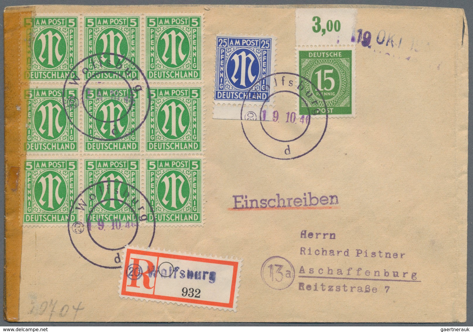 Alliierte Besetzung - Notstempel: Bizone: 1945/1950, gehaltvolle Partie mit ca.40 frankierten Belege