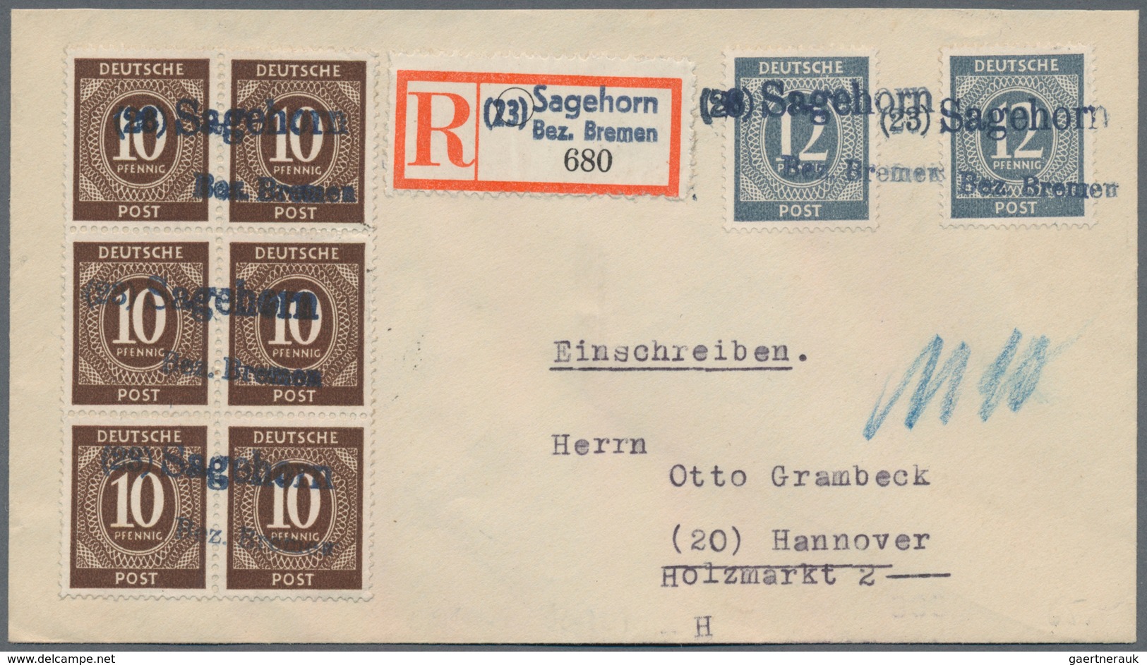 Alliierte Besetzung - Notstempel: Bizone: 1946/1948, Gehaltvolle Partie Mit Ca.35 Briefen, Karten Un - Sonstige & Ohne Zuordnung