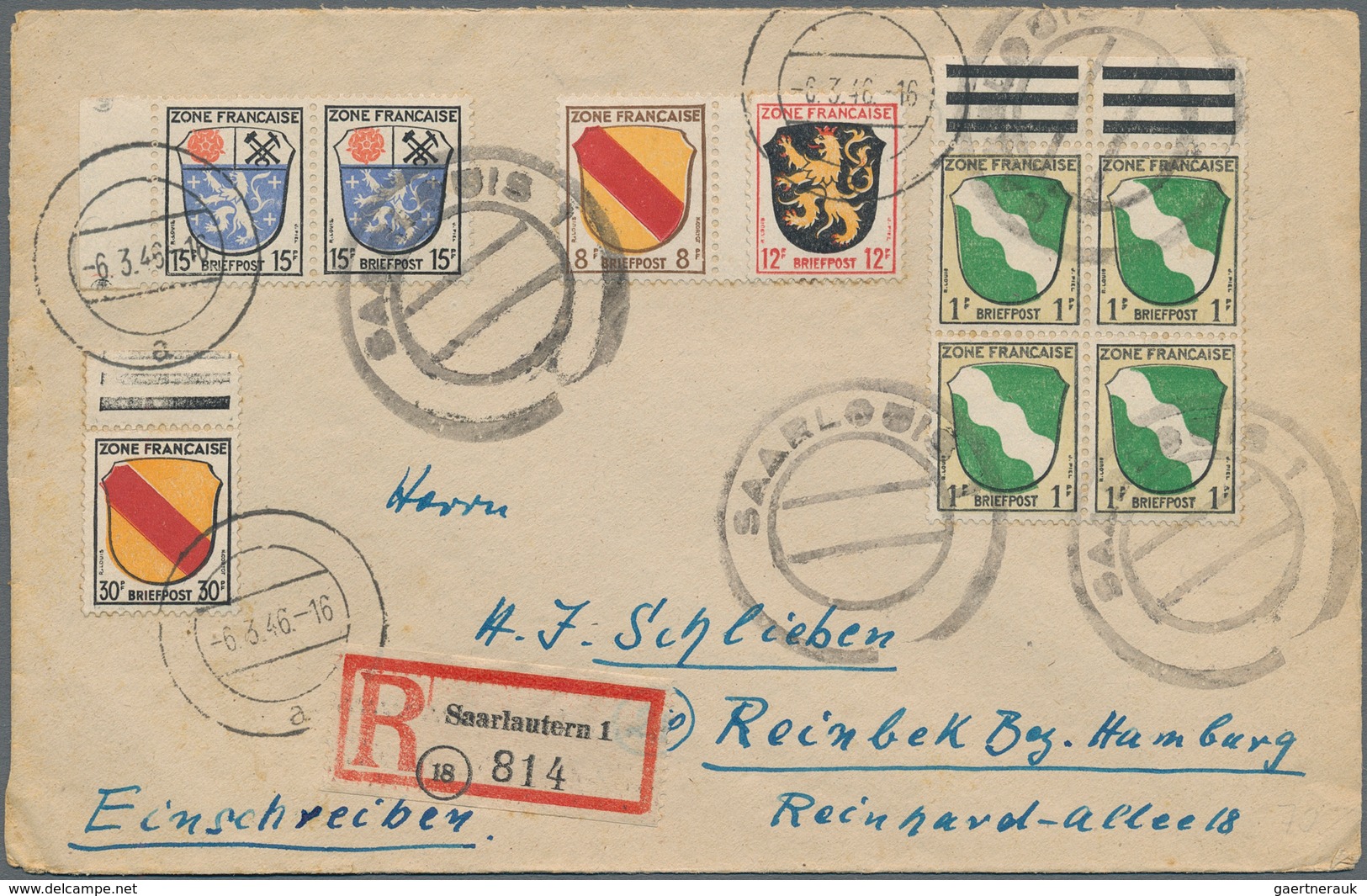 Alliierte Besetzung - Notstempel: Französische Zone: 1946/1948, Interessantes Konvolut Mit 13 Belege - Otros & Sin Clasificación