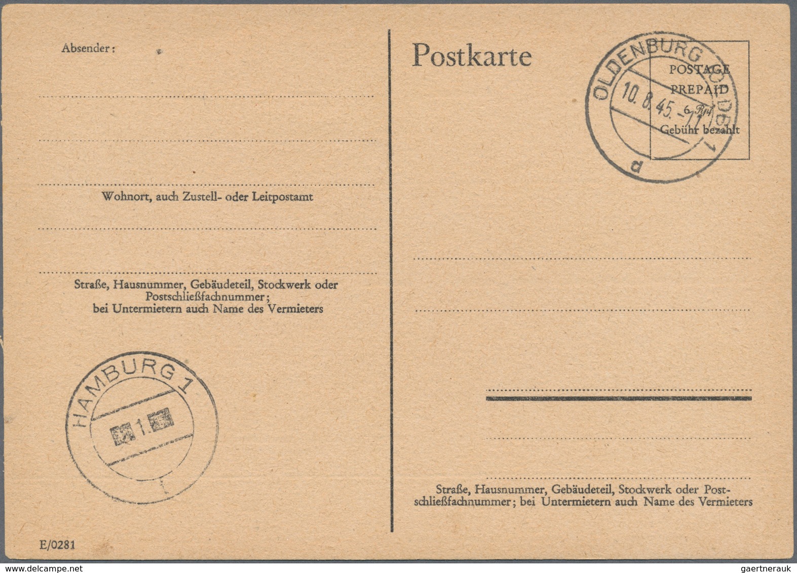 Alliierte Besetzung - Notausgaben: Britische Zone: 1945, Oldenburg, Lot Von 21 Ungebrauchten Karten - Andere & Zonder Classificatie