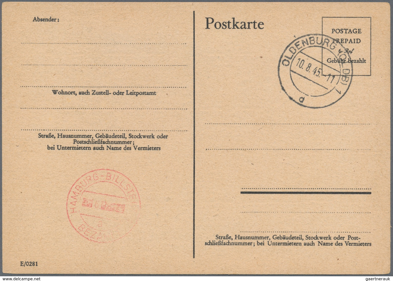 Alliierte Besetzung - Notausgaben: Britische Zone: 1945, Oldenburg, Lot Von 21 Ungebrauchten Karten - Sonstige & Ohne Zuordnung