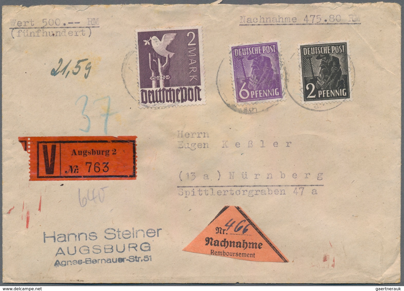 Alliierte Besetzung - Gemeinschaftsausgaben: 1947/1948, Partie Von 50 Briefen Und Karten Mit Frankat - Andere & Zonder Classificatie