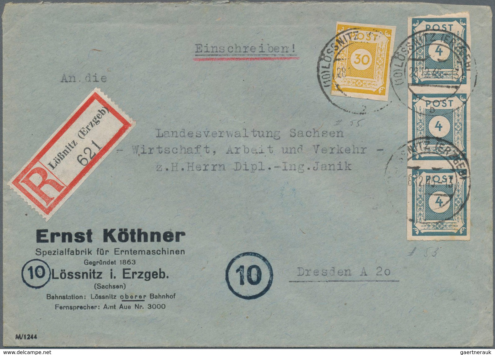 Sowjetische Zone Und DDR: 1945/1970 (ca.), Mehr Als 170 Briefe Und Karten Mit Zahlreichen Einschreib - Colecciones