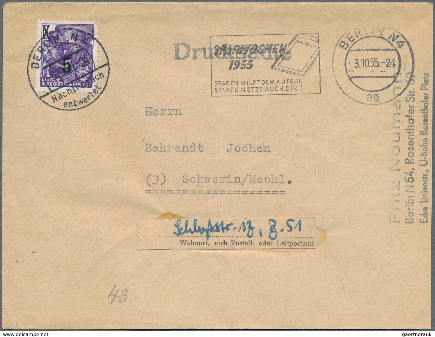 Sowjetische Zone Und DDR: 1947/1963, NACHTRÄGLICH ENTWERTET, Partie Von 30 Bedarfs-Briefen/-Karten. - Sammlungen