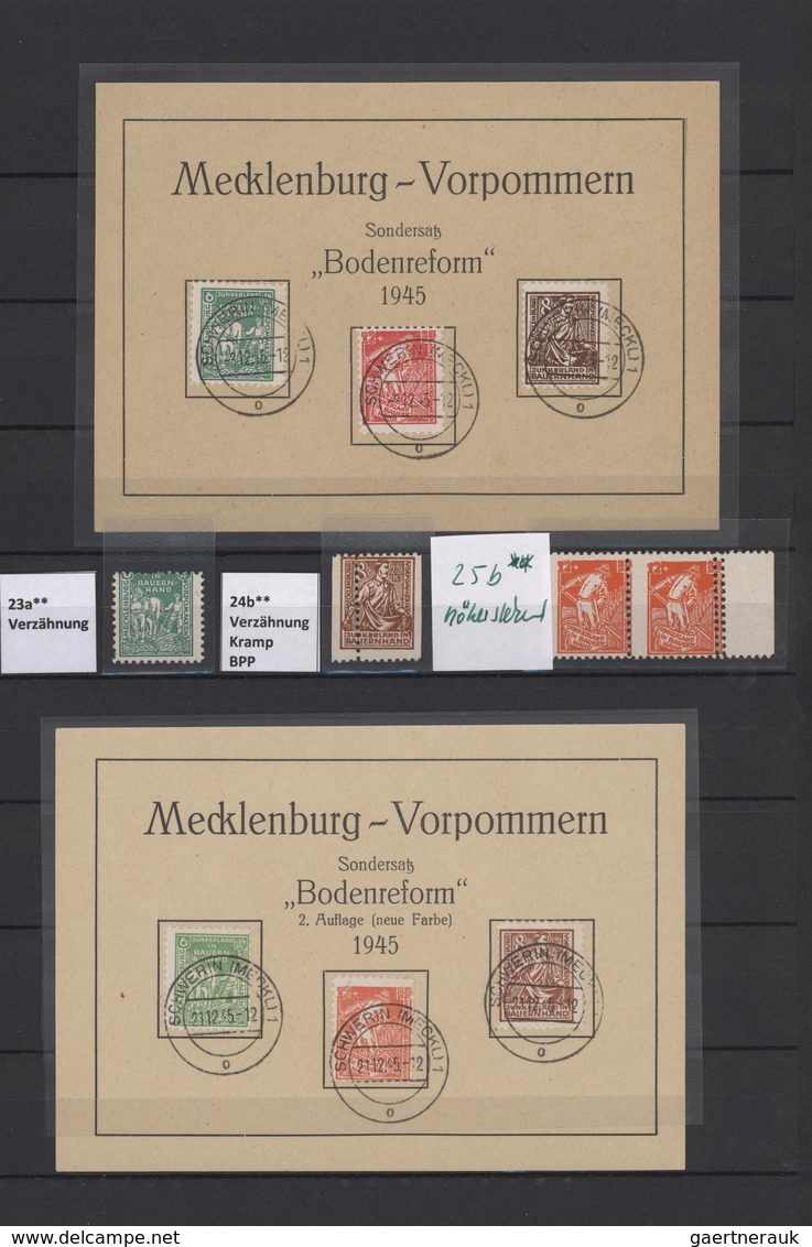 Sowjetische Zone - Mecklenburg-Vorpommern: 1945, Bodenreform, Meist Postfrische Spezial-Partie Von 6 - Autres & Non Classés