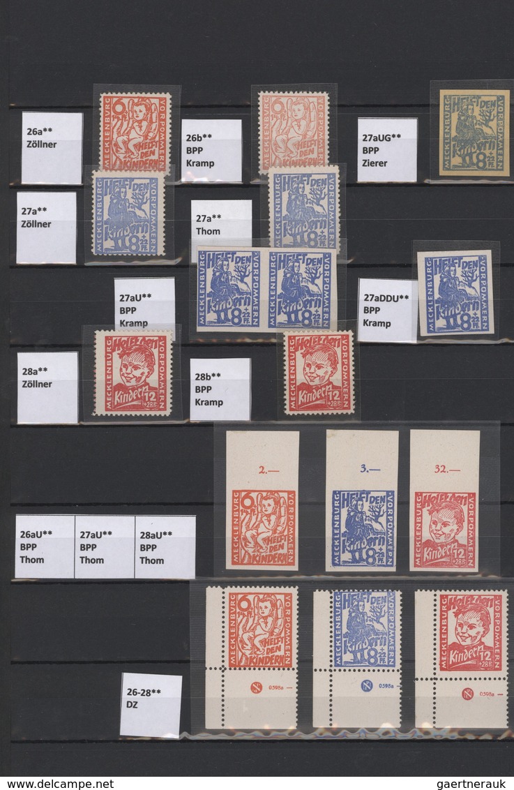 Sowjetische Zone - Mecklenburg-Vorpommern: 1945, Kinderhilfe, Meist Postfrische Spezial-Partie Von 3 - Sonstige & Ohne Zuordnung