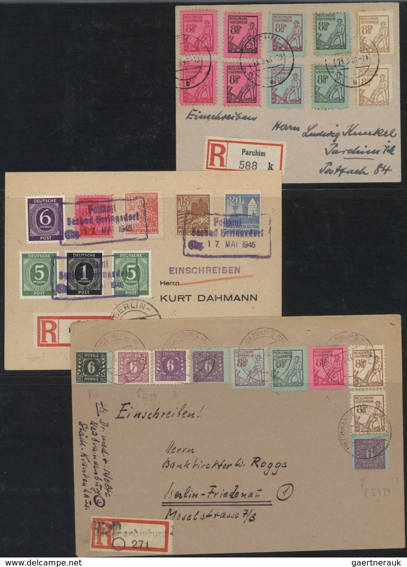 Sowjetische Zone - Mecklenburg-Vorpommern: 1945/1946, Spezialisierte Sammlung Auf Selbstgestalteten - Autres & Non Classés