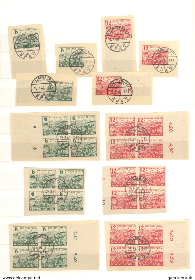 Sowjetische Zone - Provinz Sachsen: 1946, Bodenreform (MiNr. 85/86, 90/91), Sauber Gestempelte Luxus - Andere & Zonder Classificatie