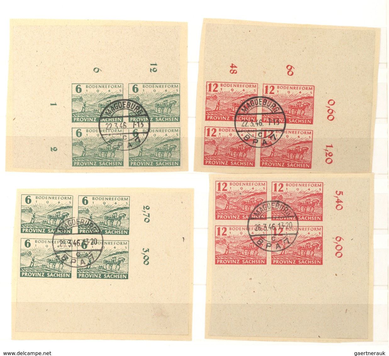 Sowjetische Zone - Provinz Sachsen: 1946, Bodenreform (MiNr. 85/86, 90/91), Sauber Gestempelte Luxus - Andere & Zonder Classificatie