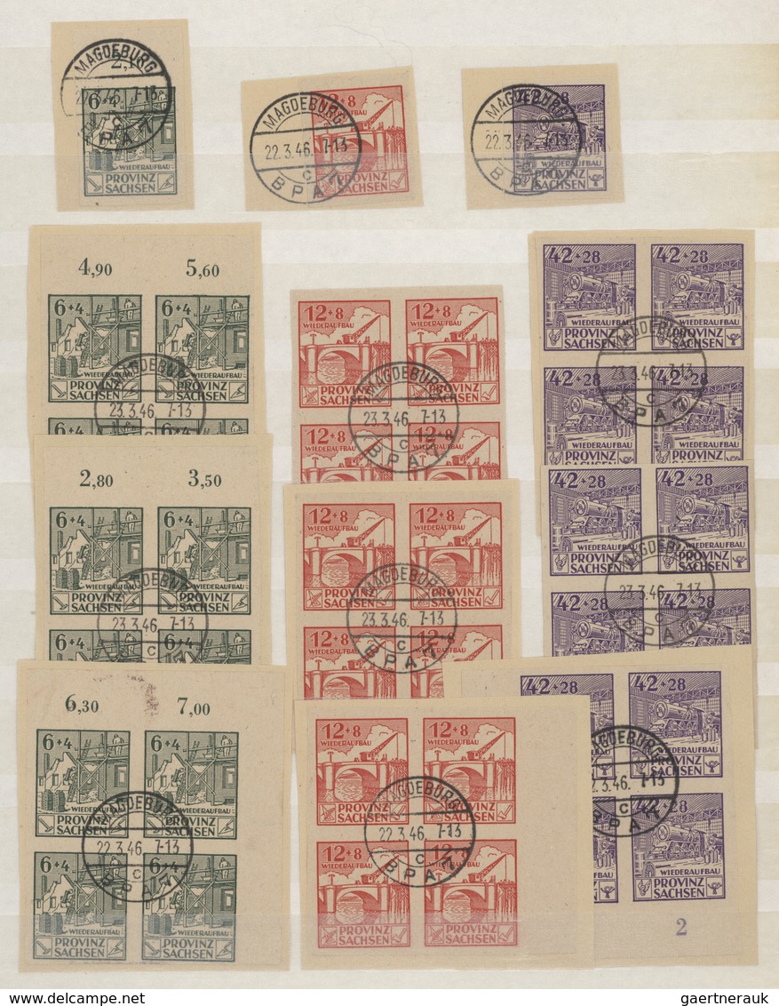 Sowjetische Zone - Provinz Sachsen: 1946, Wiederaufbau (MiNr. 87/89 A/B), Sauber Gestempelte Luxus-P - Sonstige & Ohne Zuordnung