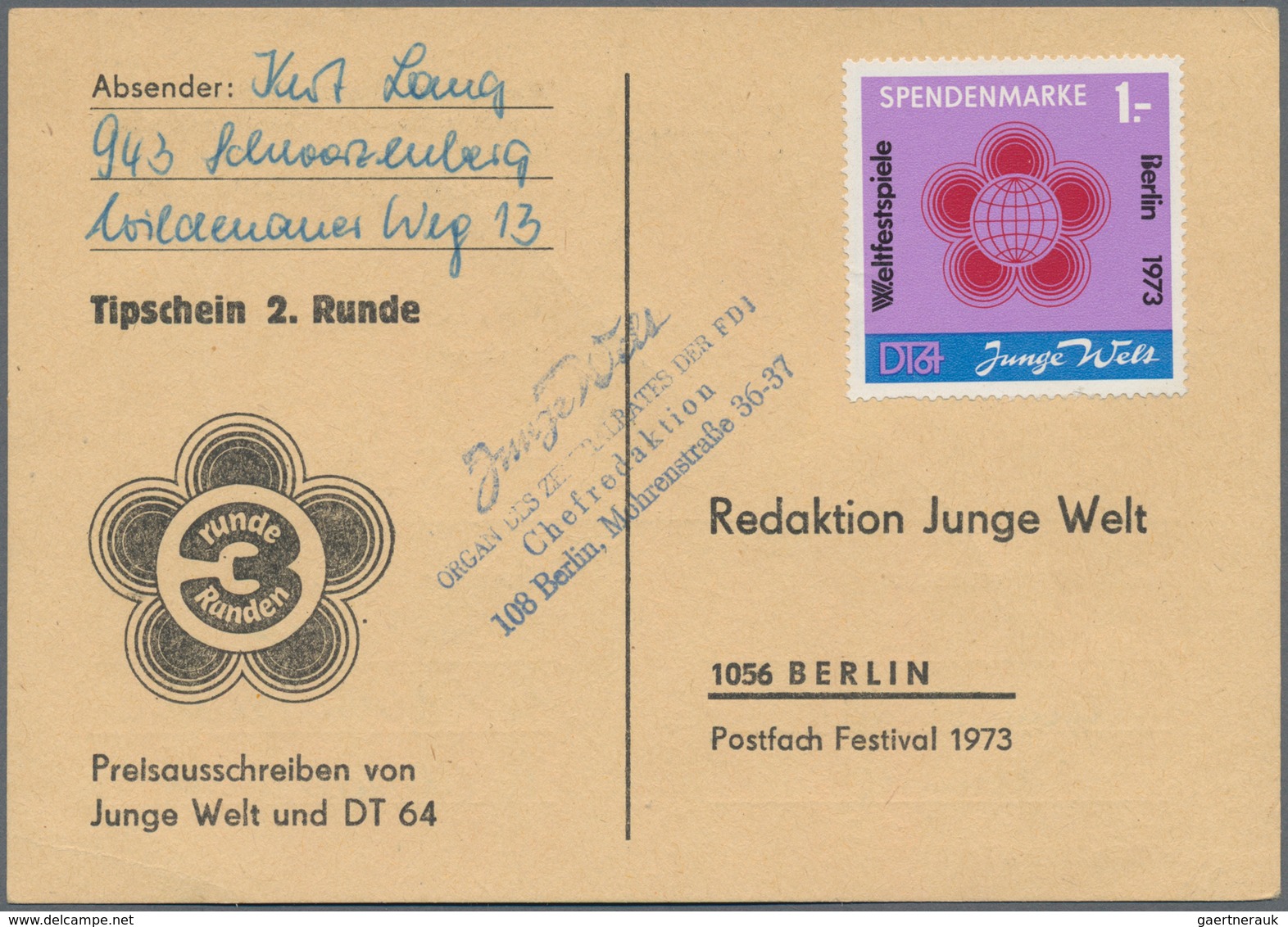 DDR: 1948/1990, vielseitige Partie von ca. 420 Briefen und Karten, dabei bessere Fankaturen der Anfa