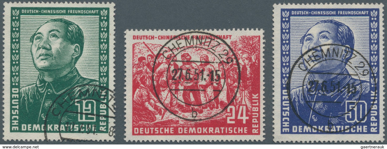 DDR: 1950/1955, Postfrische Und Gestempelte Steckkartenpartie, Dabei Dreimal Debria-Block, Marx-Bloc - Sammlungen