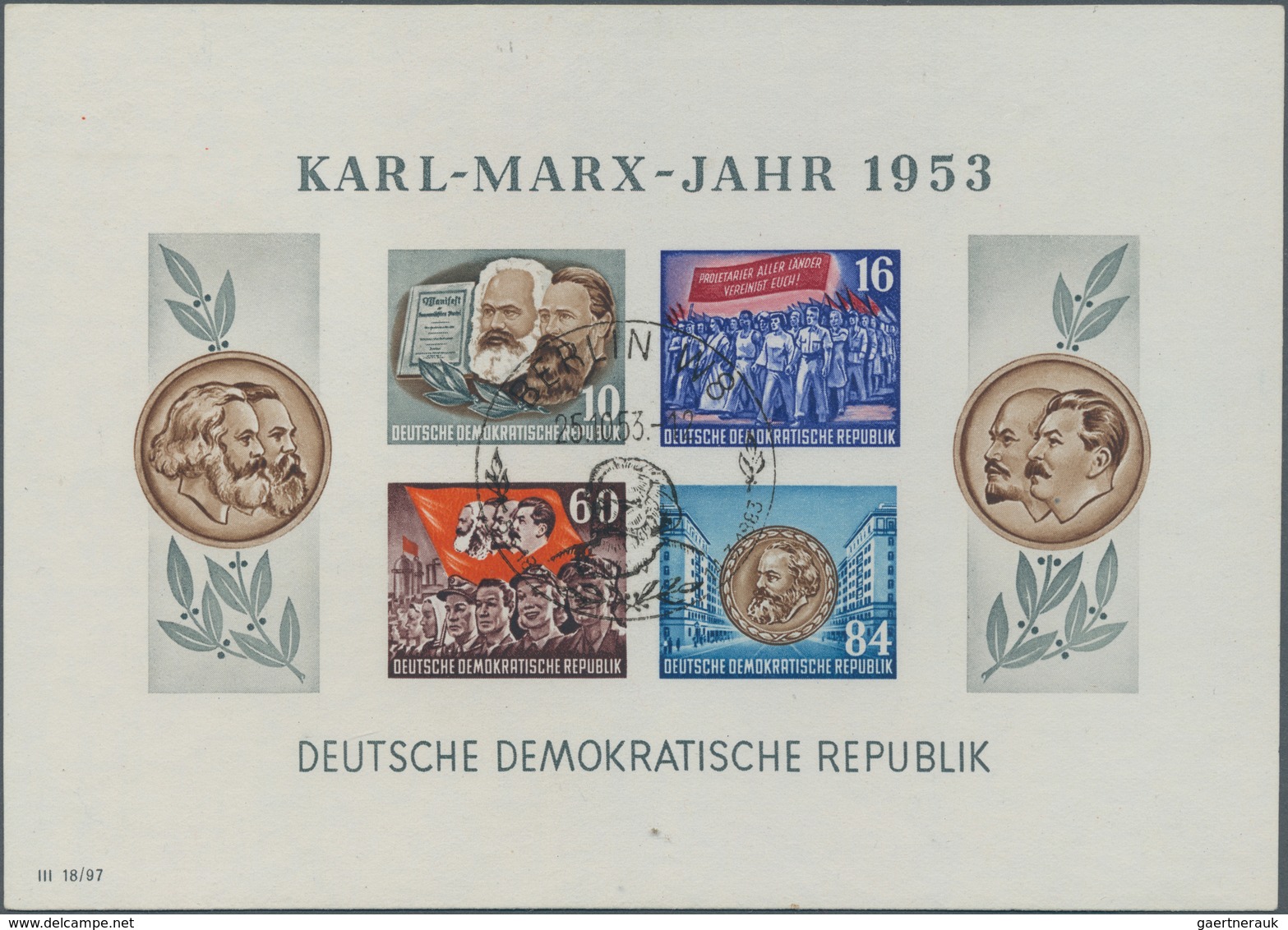 DDR: 1950/1955, Postfrische Und Gestempelte Steckkartenpartie, Dabei Dreimal Debria-Block, Marx-Bloc - Verzamelingen