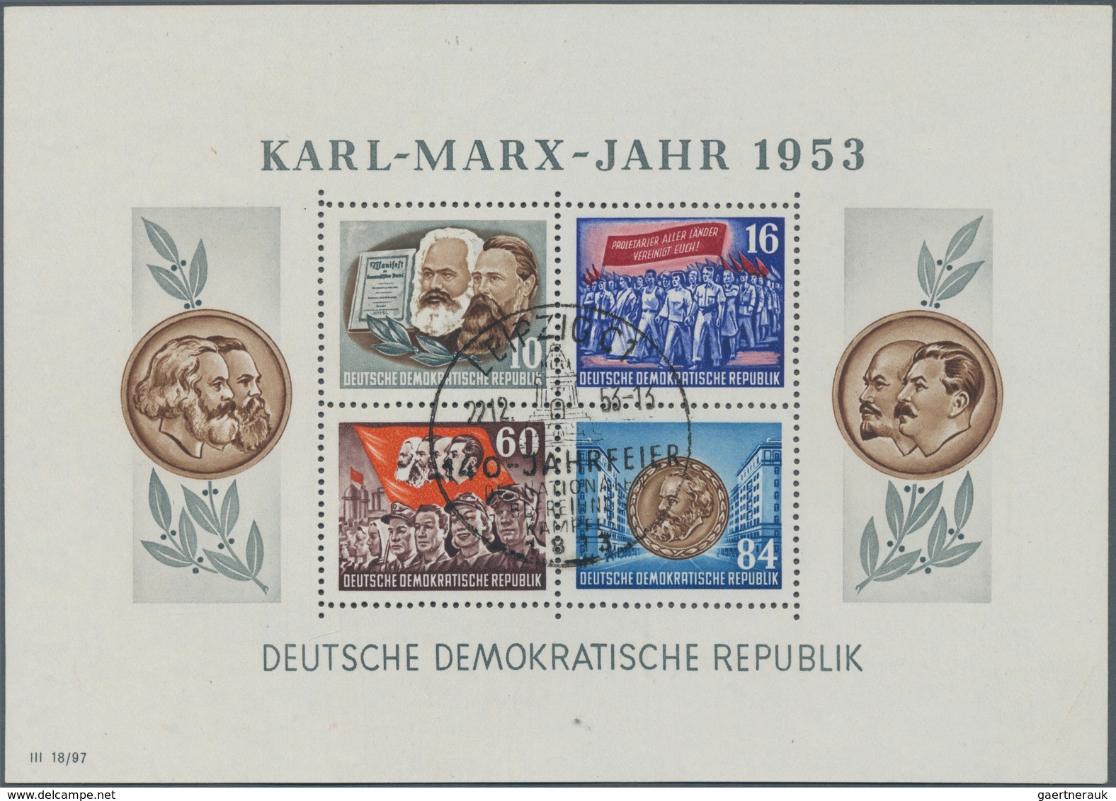 DDR: 1950/1955, Postfrische Und Gestempelte Steckkartenpartie, Dabei Dreimal Debria-Block, Marx-Bloc - Verzamelingen