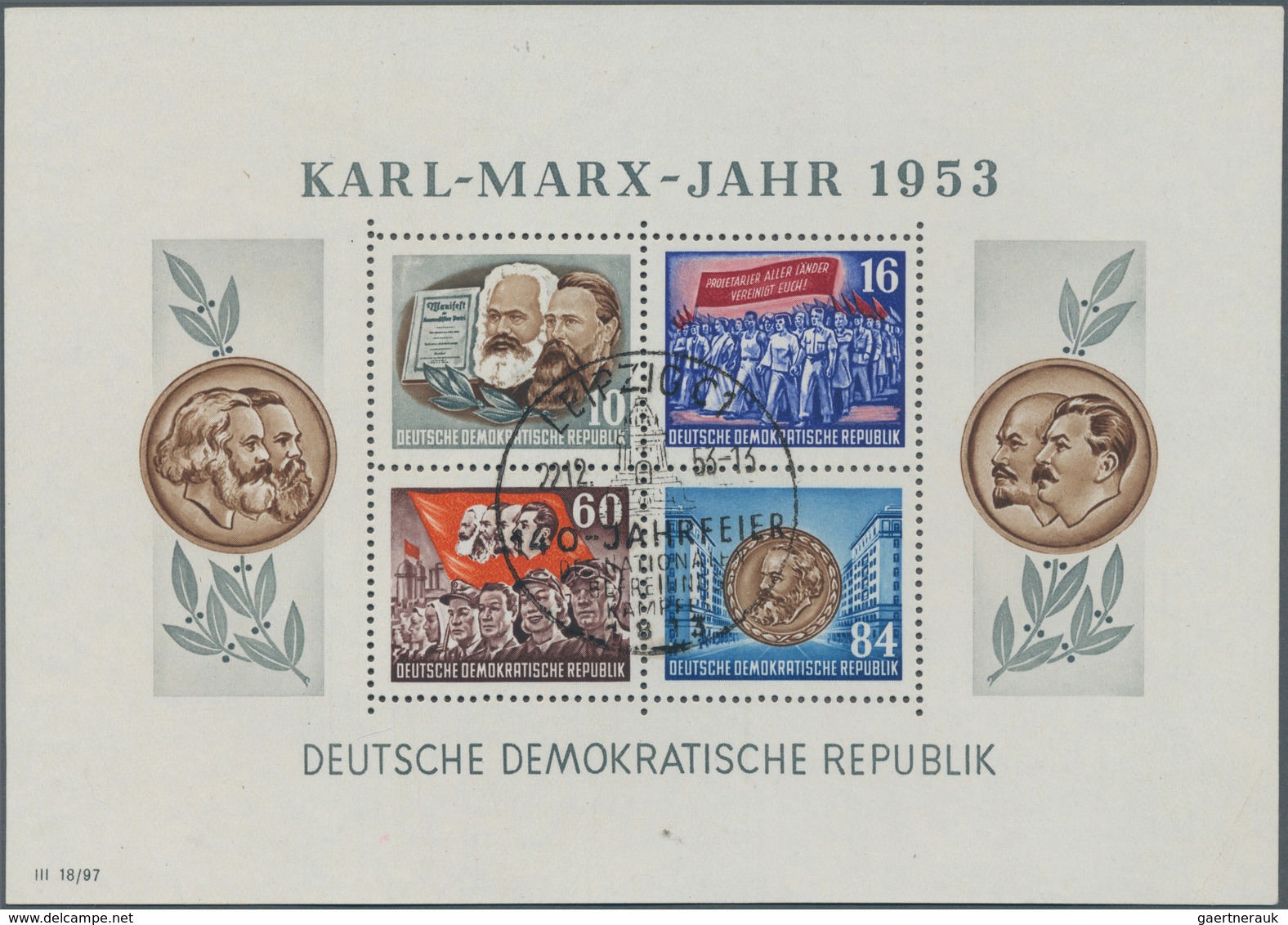 DDR: 1950/1955, Postfrische Und Gestempelte Steckkartenpartie, Dabei Dreimal Debria-Block, Marx-Bloc - Colecciones