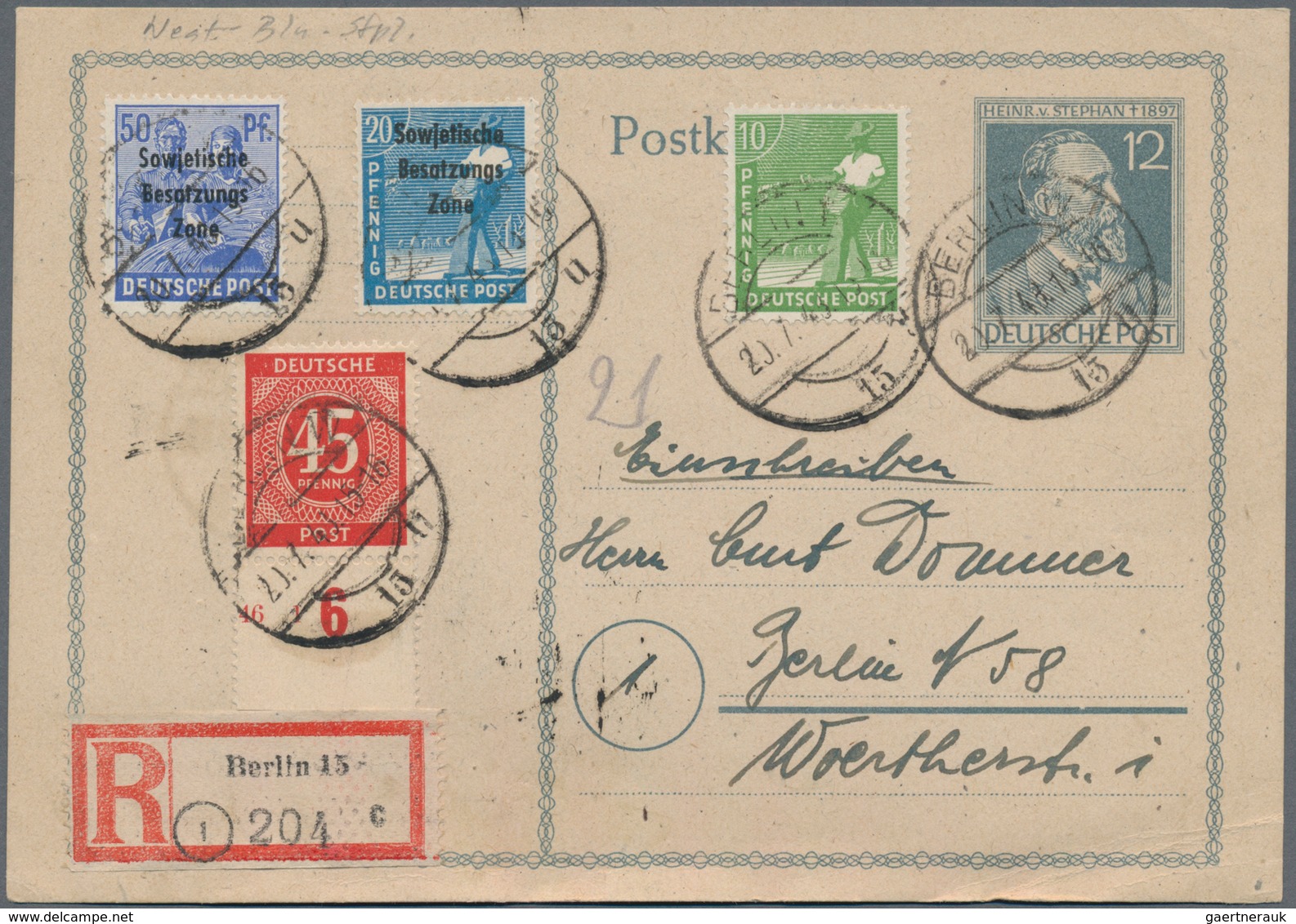 Berlin: 1850/1992 (ca.), Fast Nur Bis 1955, Vielseitige Partie Von Ca. 155 Belegen, Dabei Dt.Reich-V - Cartas & Documentos