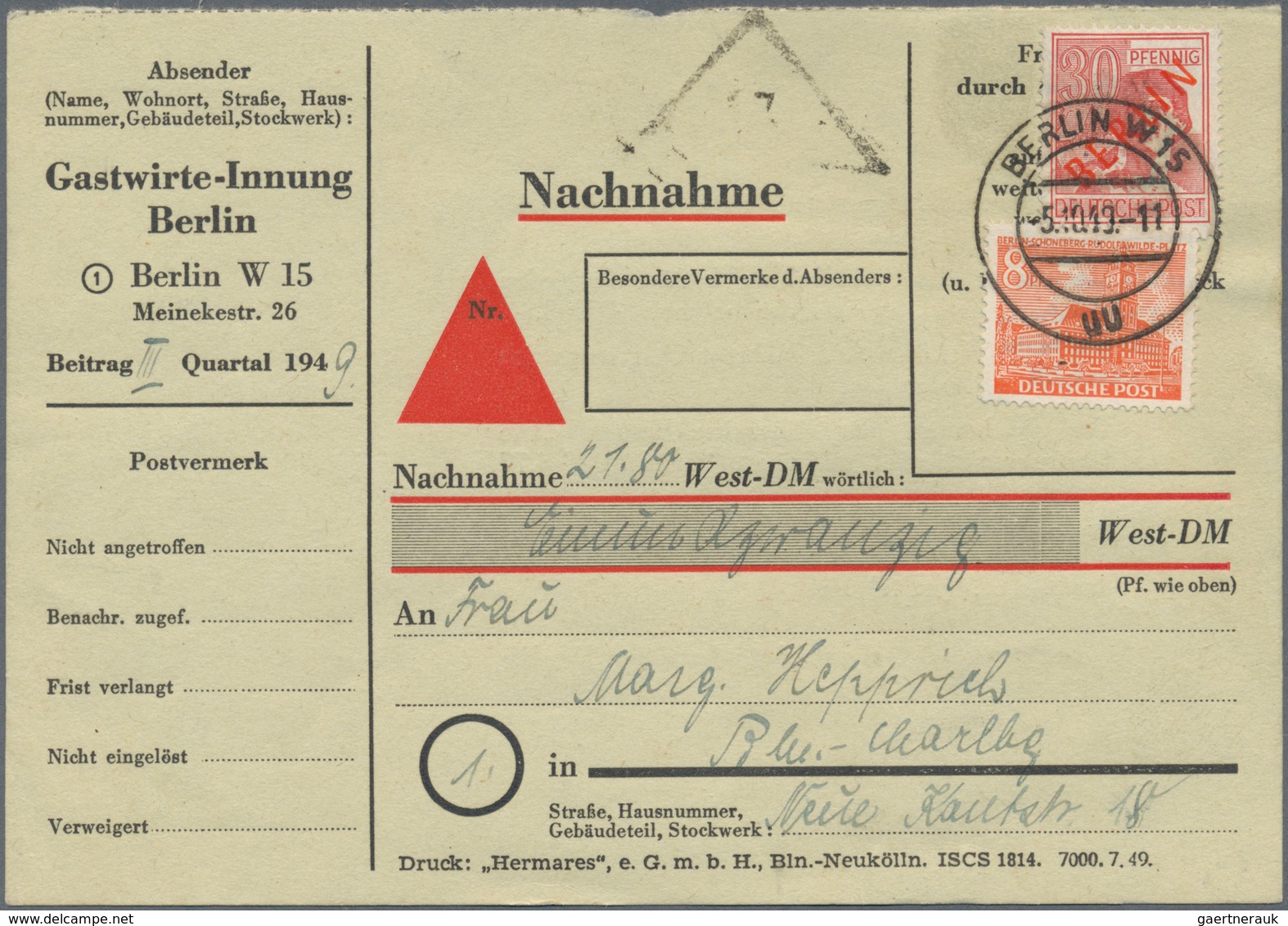 Berlin: 1949, Aussergewöhnlicher Sammlungsbestand Mit Mischfrankaturen ROTAUFDRUCK/BAUTEN Auf Insges - Cartas & Documentos