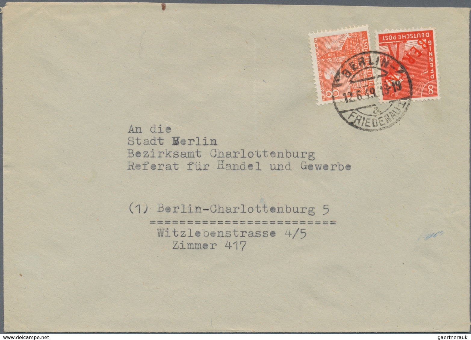 Berlin: 1949, Aussergewöhnlicher Sammlungsbestand Mit Mischfrankaturen ROTAUFDRUCK/BAUTEN Auf Insges - Briefe U. Dokumente