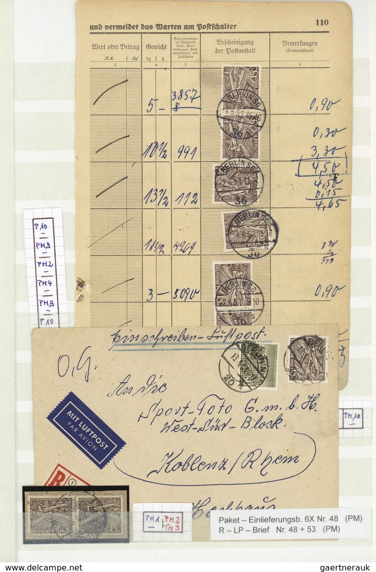 Berlin: 1949/1956, BAUTEN I, Umfassende Spezial-Sammlung Der PLATTENFEHLER In Drei Dicken Steckbüche - Cartas & Documentos