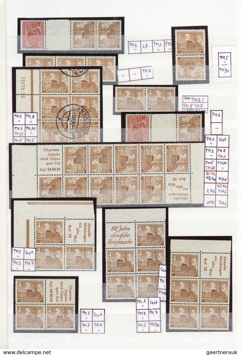 Berlin: 1949/1956, BAUTEN I, Umfassende Spezial-Sammlung Der PLATTENFEHLER In Drei Dicken Steckbüche - Brieven En Documenten