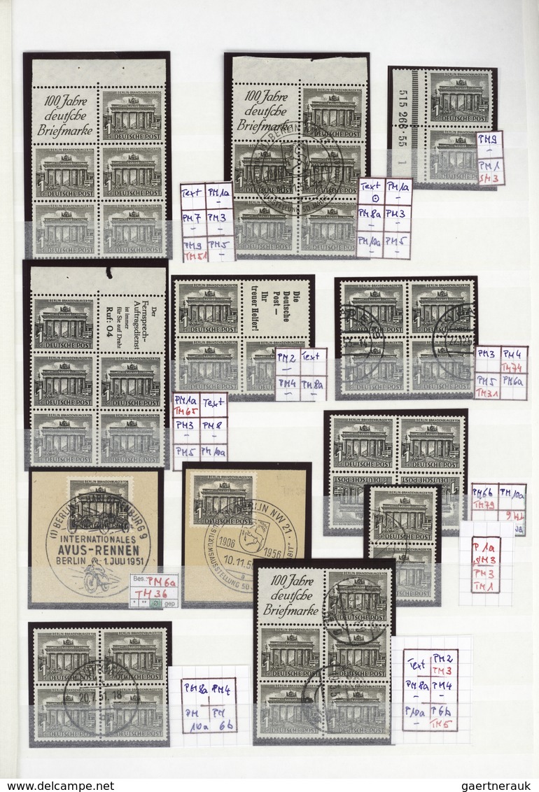 Berlin: 1949/1956, BAUTEN I, umfassende Spezial-Sammlung der PLATTENFEHLER in drei dicken Steckbüche