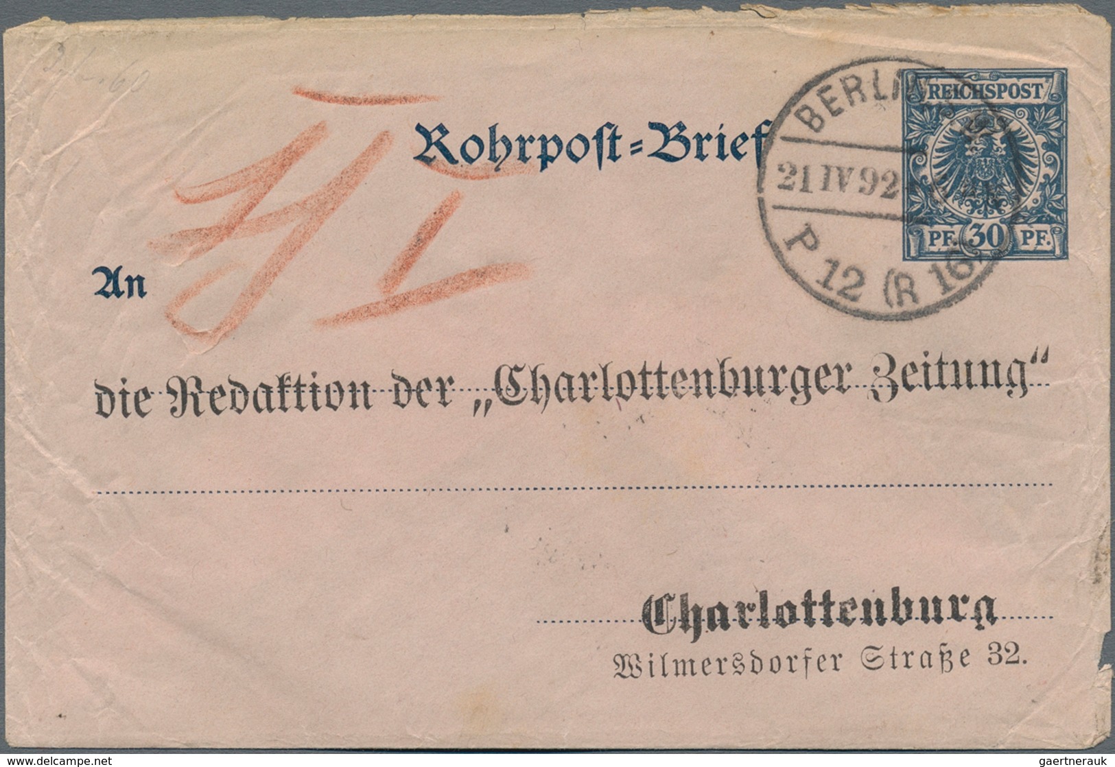 Berlin - Rohrpost: 1884/1919, Interessante Partie Mit 25 Gebrauchten Ganzsachen, Zumeist Amtliche Ro - Andere & Zonder Classificatie