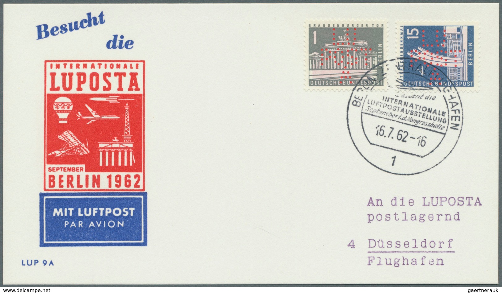 Berlin - Besonderheiten: 1962, LUPOSTA - Marke zur Internationale Luftpost-Ausstellung Berlin, sehr