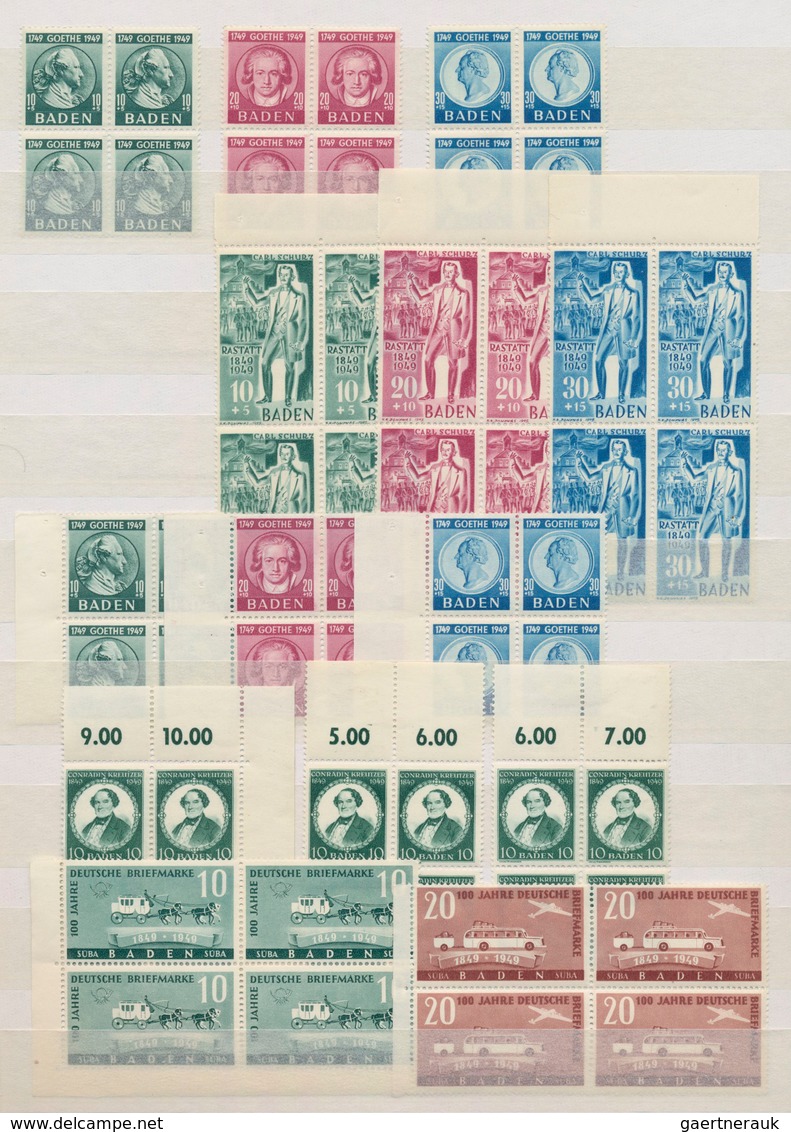 Französische Zone: 1949, Postfrische Partie Nur Von Sondermarken Und Blocks Aller Drei Gebiete, Nur - Andere & Zonder Classificatie