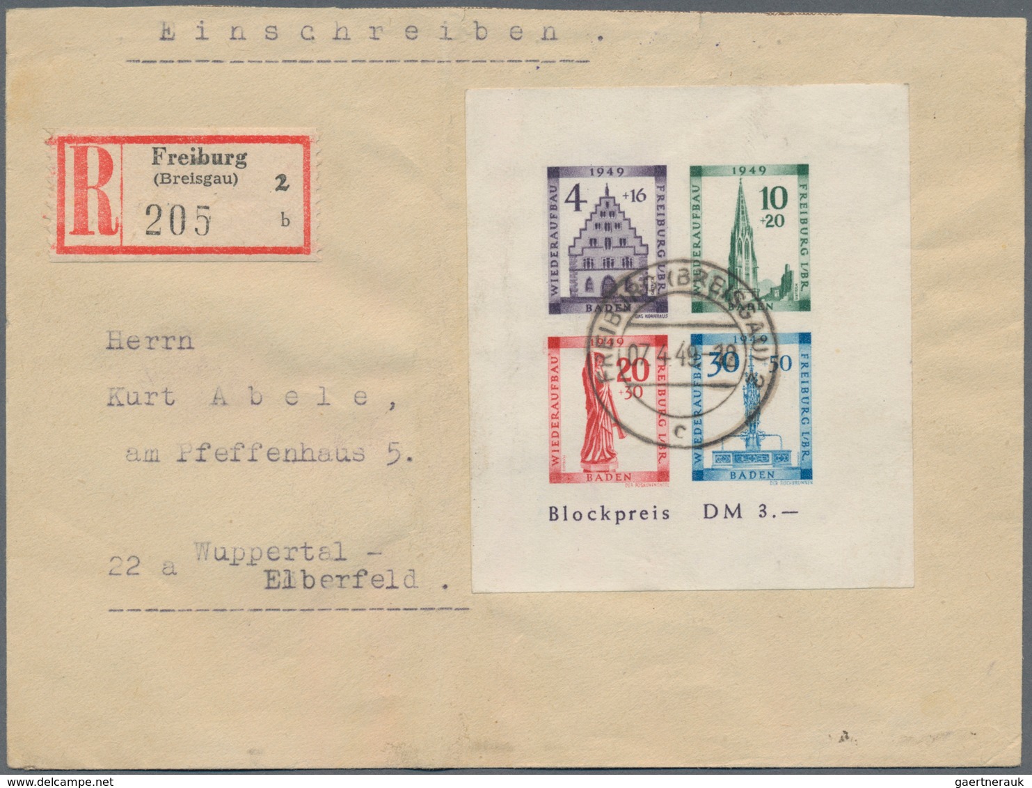 Französische Zone - Baden: 1946/1949, Partie Von 43 Briefen/Karten Mit Frankaturen Freimarken Und Au - Autres & Non Classés