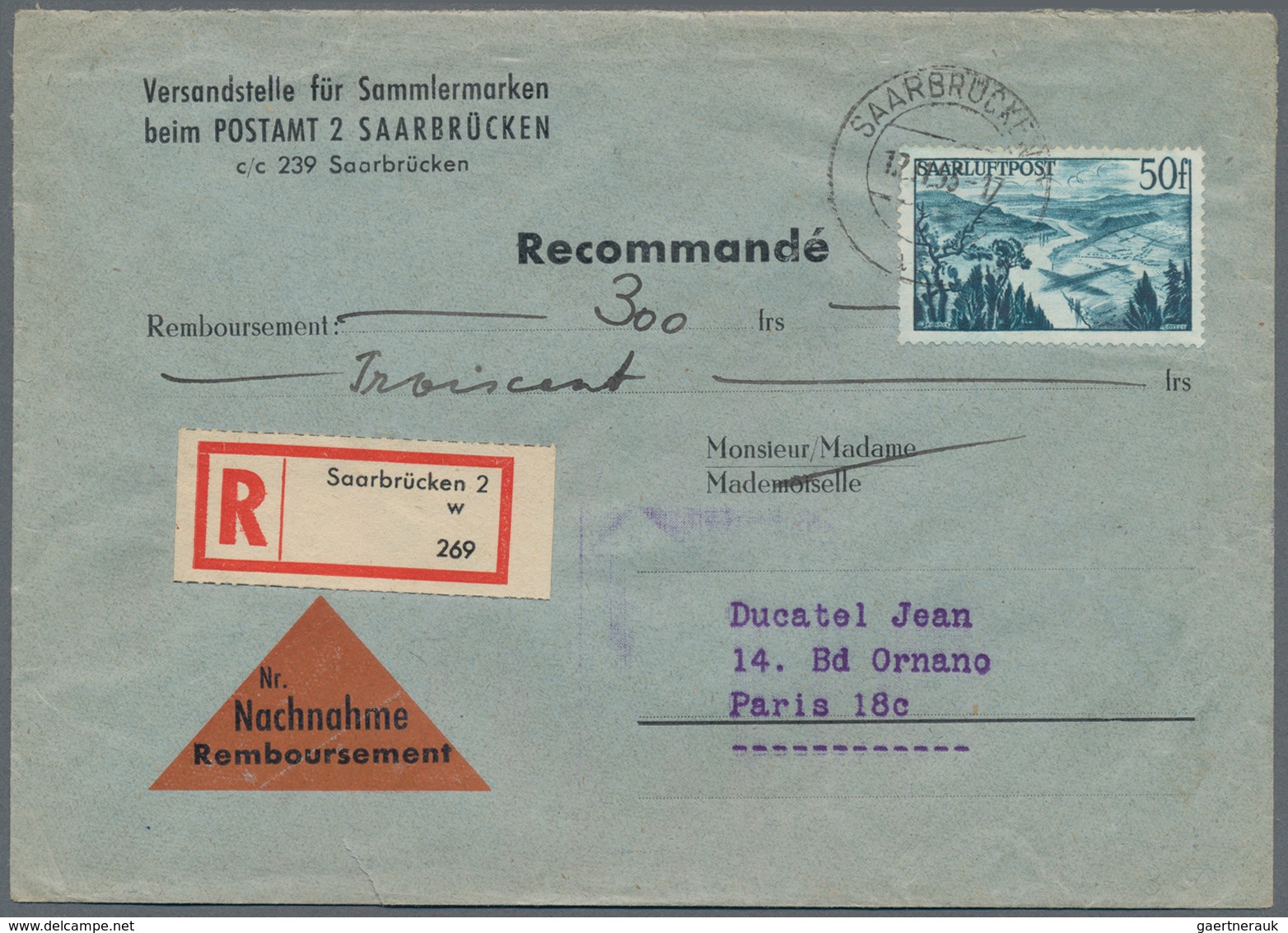 Saarland (1947/56): 1945/1958, Partie von 60 Bedarfs-Briefen/-Karten ab etwas Gebühr bezahlt und Frz