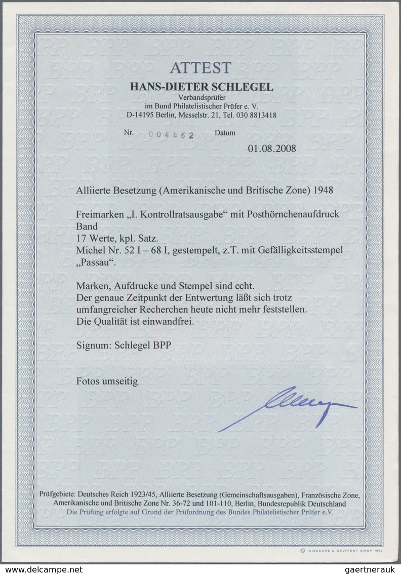 Bizone: 1948, 1 Bis 84 Pfg Ziffer Mit Band- & Netzaufdruck, Weit überkompletter Gestempelter Prachts - Autres & Non Classés