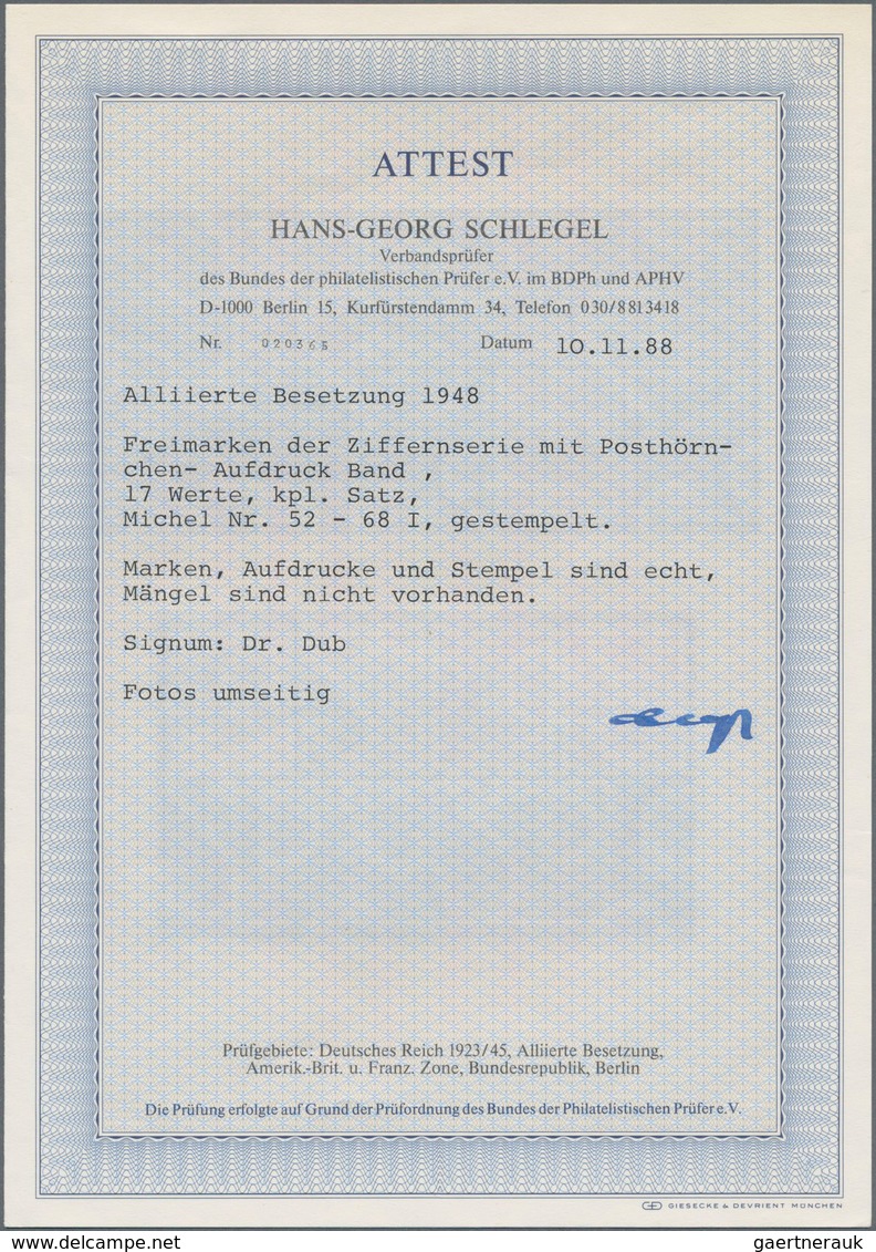 Bizone: 1948, 1 Bis 84 Pfg Ziffer Mit Band- & Netzaufdruck, Weit überkompletter Gestempelter Prachts - Sonstige & Ohne Zuordnung