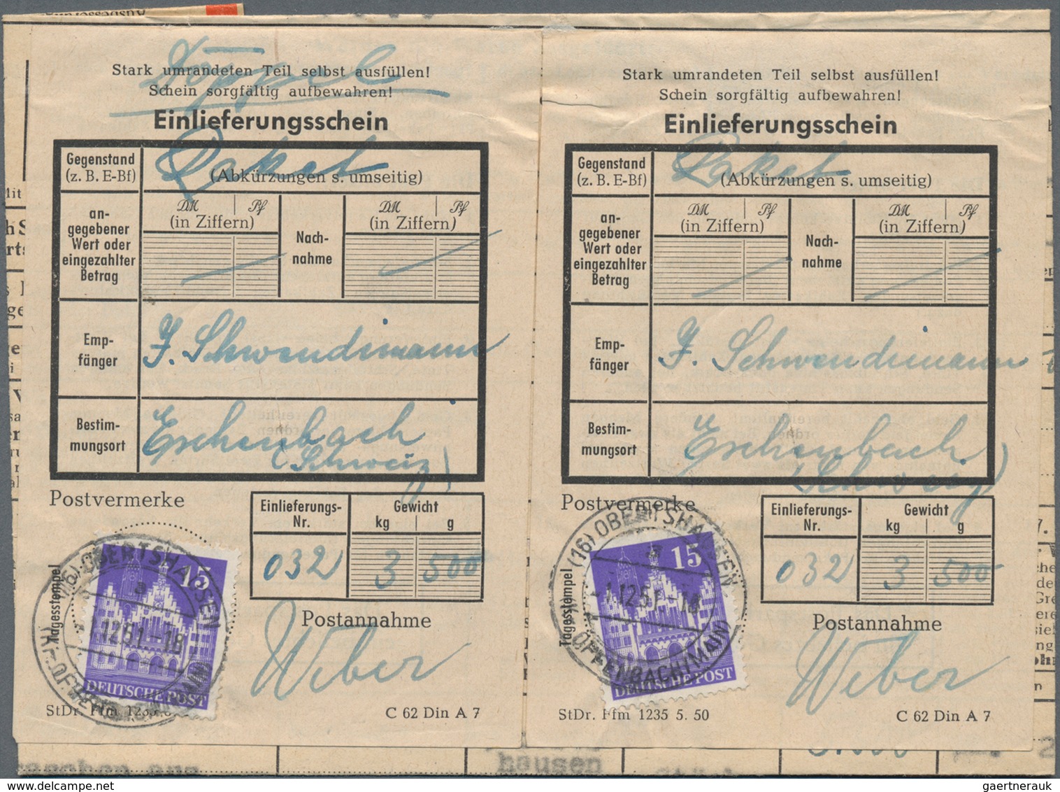 Bizone: 1948/1952, BAUTEN: Rd. 90 Belege Mit Zahlreichen Einschreiben, Auch Eine Ausfuhrerklärung Mi - Sonstige & Ohne Zuordnung