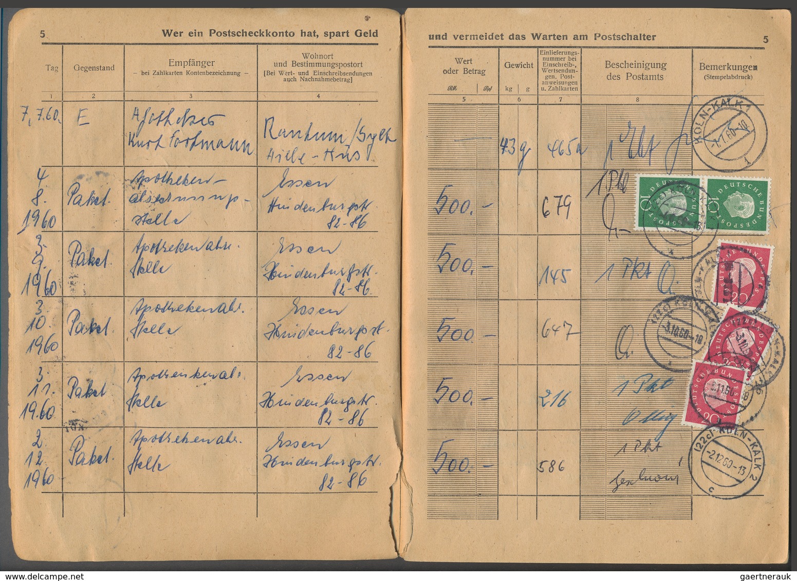 Bundesrepublik Deutschland: 1949/1981, Posteinlieferungsbuch Der Taunus-Apotheke Köln-Kalk, Mit Eint - Colecciones