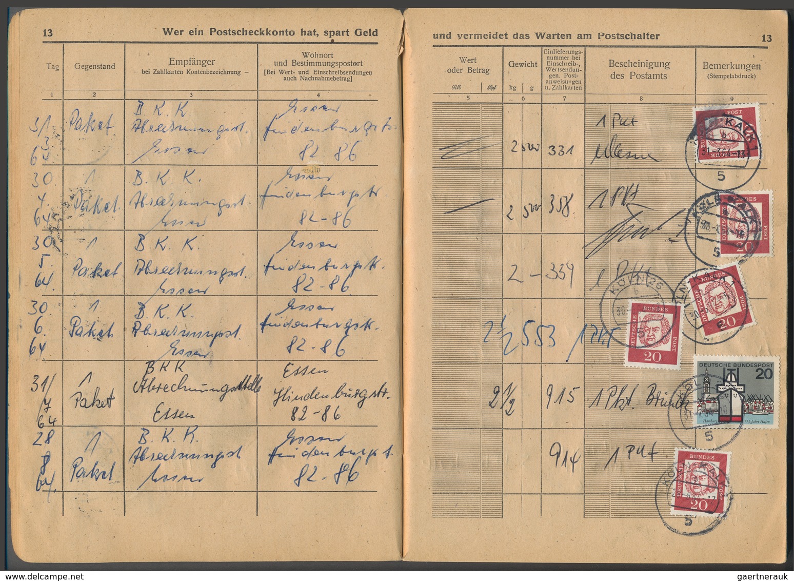 Bundesrepublik Deutschland: 1949/1981, Posteinlieferungsbuch Der Taunus-Apotheke Köln-Kalk, Mit Eint - Colecciones