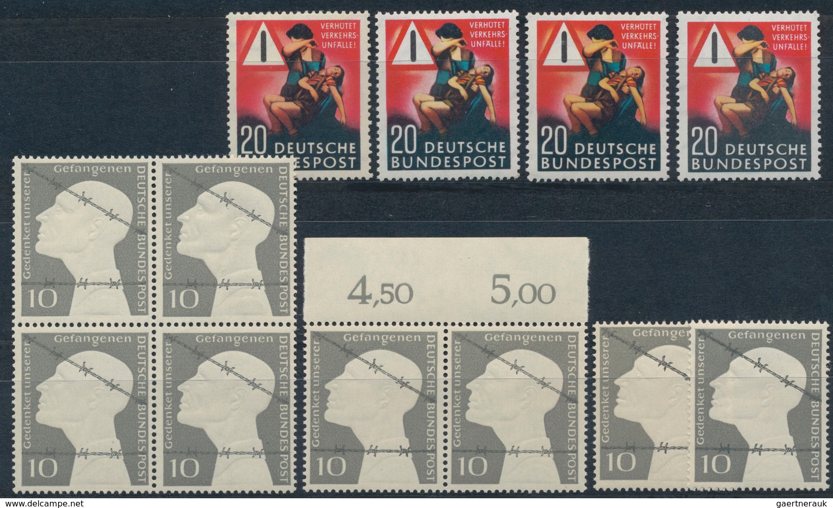 Bundesrepublik Deutschland: 1949/55, Postfrische Partie Folgender Werte: Bund 111-12 5x, 117-20, 121 - Verzamelingen