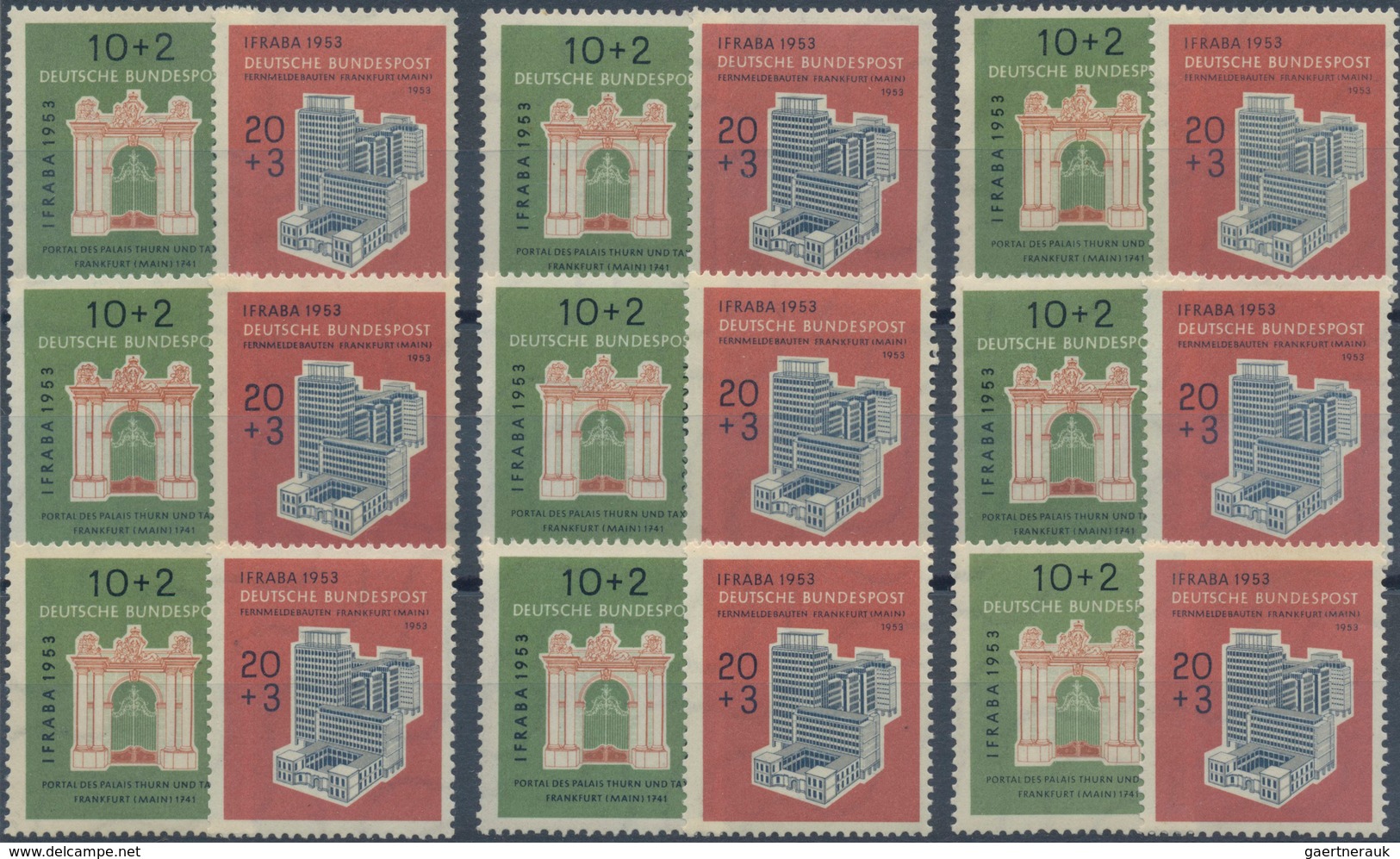 Bundesrepublik Deutschland: 1949/55, Postfrische Partie Folgender Werte: Bund 111-12 5x, 117-20, 121 - Verzamelingen