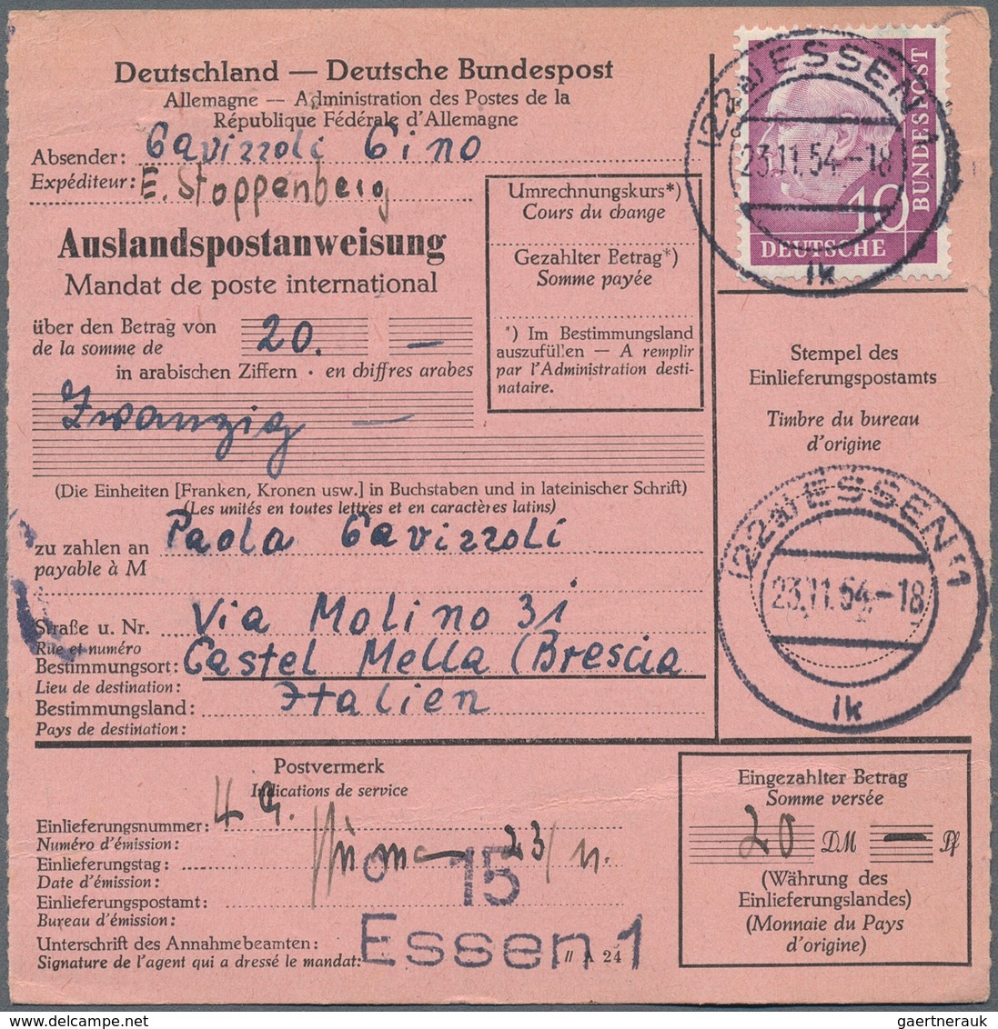 Bundesrepublik Deutschland: 1950er. Lot Von 400 Auslandspostanweisungen Und Postanweisungen Mit Post - Sammlungen